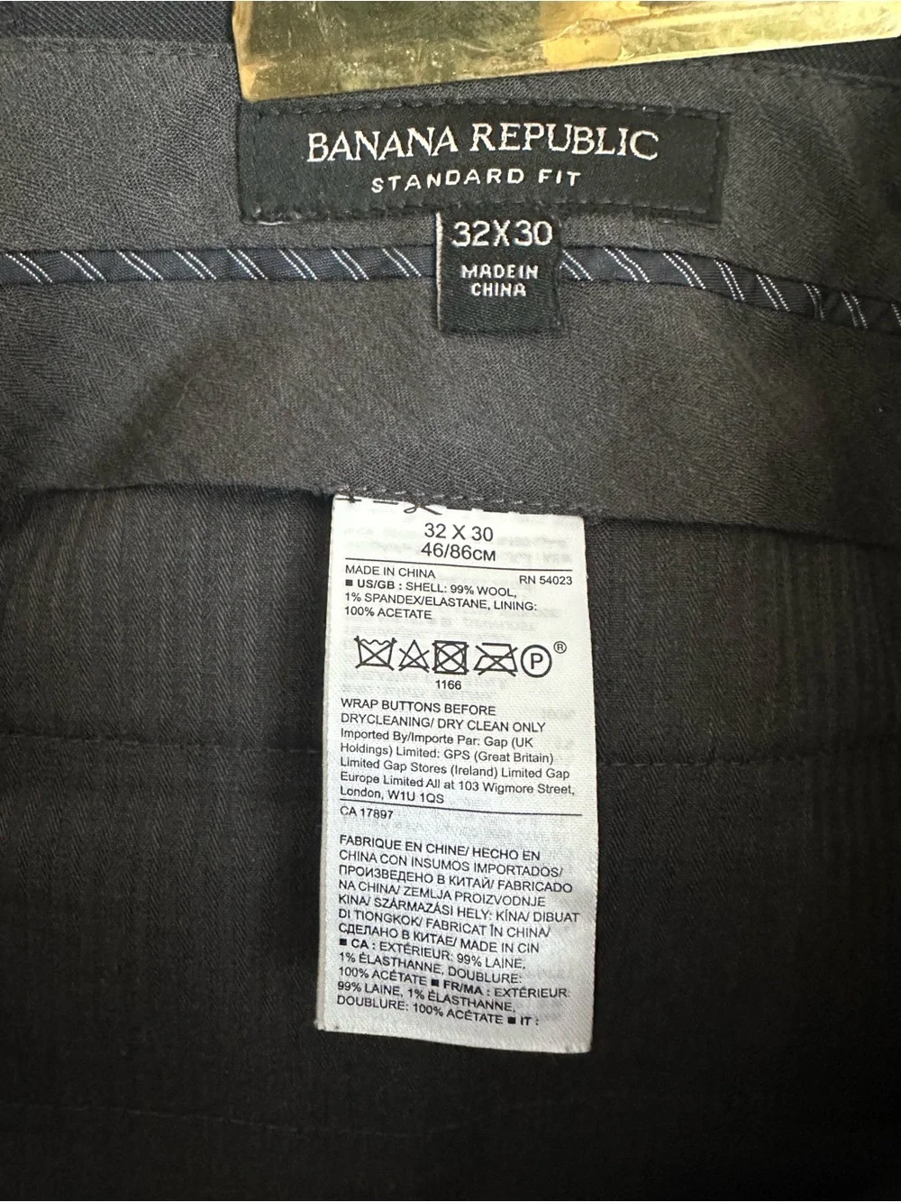 Banana Republic Marzotto Super 120s Wool Dress Pants Black 32x30